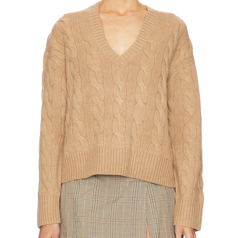 J.Crew Cashmere Cable V Neck Sweater - Picture 1 of 3